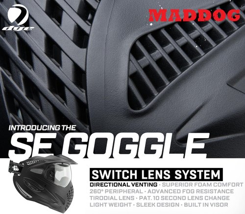 Maddog Dye SE Special Edition Paintball Mask Goggle System | Replaceable SLS Thermal Dual-Pane Anti Fog Lens | Adjustable Full-Face Safety Certified Protection - Black with Clear Lens