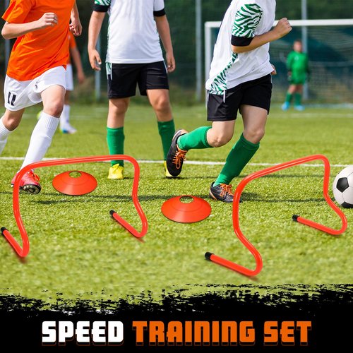 Gemscream 12 Pcs 12 Inch Agility Hurdles Training Equipment Agility Hurdles and Marker Cone Set Disc Cones Speed and Training Obstacle for Athletes Sports Soccer Football Tennis Basketball(Orange)