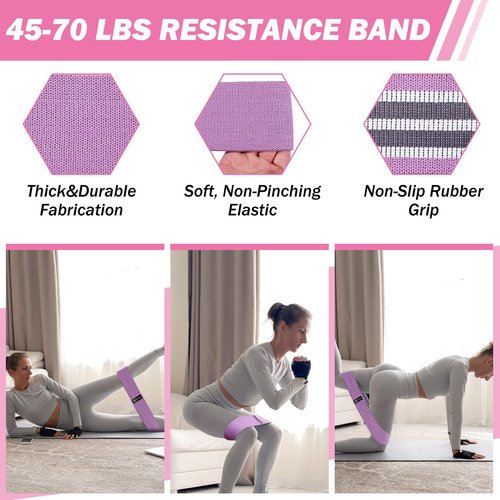 TRACE KASA Barbell Pad Set: Hip Thrusts Pad for Squats Ankle Straps for Cable Machines Women Men Hip Resistance Band Weight Lifting Straps Wrist Wraps Gym Equipment Accessories, Pink