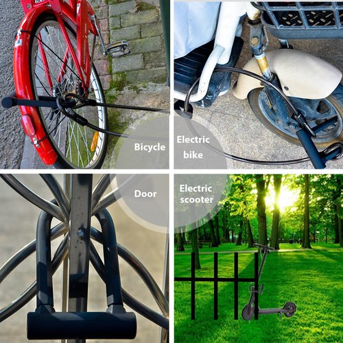 NOEAIKE Bike U Lock Heavy Duty Anti Theft with 4ft Security Steel Cable-3 Keys and Mounting Bracket Included,Bicycle Locks Perfect for Road,Mountain,Scooter and Ebike