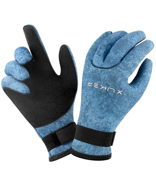 XUKER Neoprene Gloves Men Women, 3mm Camouflage Patterned Winter Wetsuit Gloves Keep Warm for Scuba Diving Surfing Swimming Fishing Water Sports