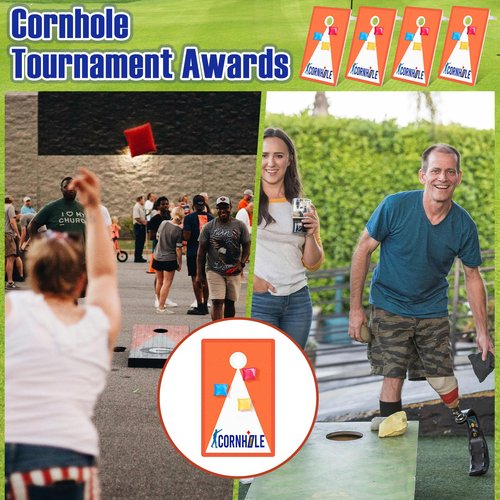 Weysat 4 Pack Cornhole Trophy Acrylic Cornhole Tournament Award Funny Medals Bulk Plaques Team Prize Gifts for Team Events Sports Contest Competition