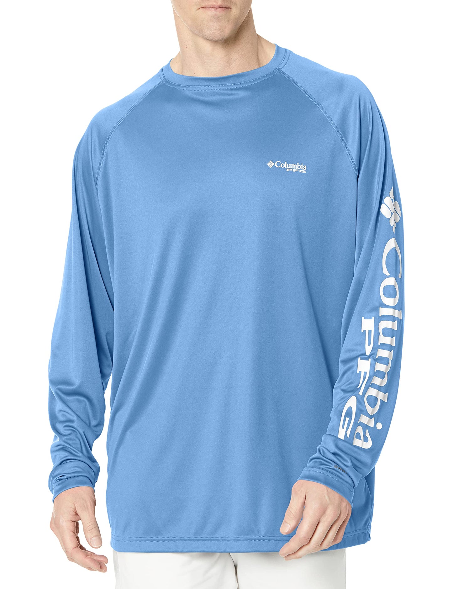 Columbia Men's PFG Terminal Tackle Long Sleeve Fishing Shirt, White Cap/White Logo, Large Tall