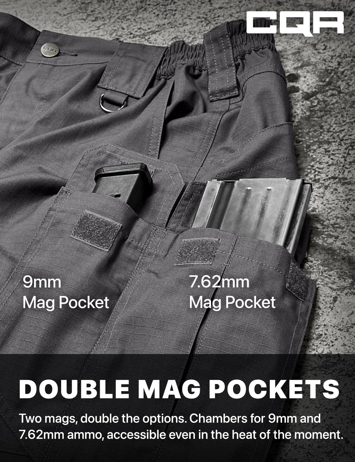 CQR Men's Tactical Pants, Water Resistant Ripstop Cargo Pants, Lightweight EDC Work Hiking Pants, Outdoor Apparel, Raider Mag Pocket Charcoal, 38W x 32L