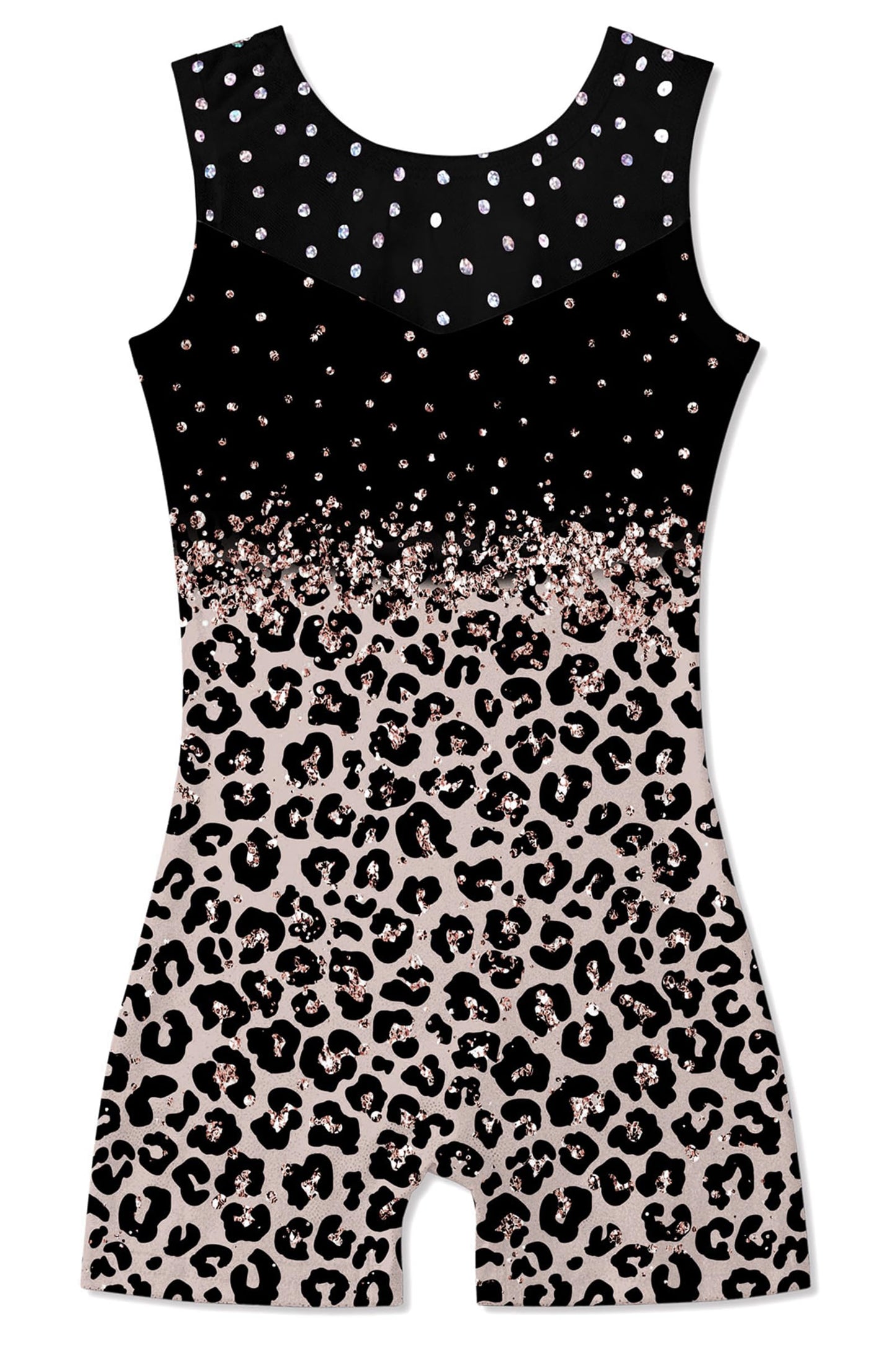 uideazone Girls Leopard Leotards for Gymnastics Size 6 Size 7 Sparkly Sequin One-Piece Ballet Unitards Kids Sequin Mesh Stitching‌ Athletic Biketards Size 6-7