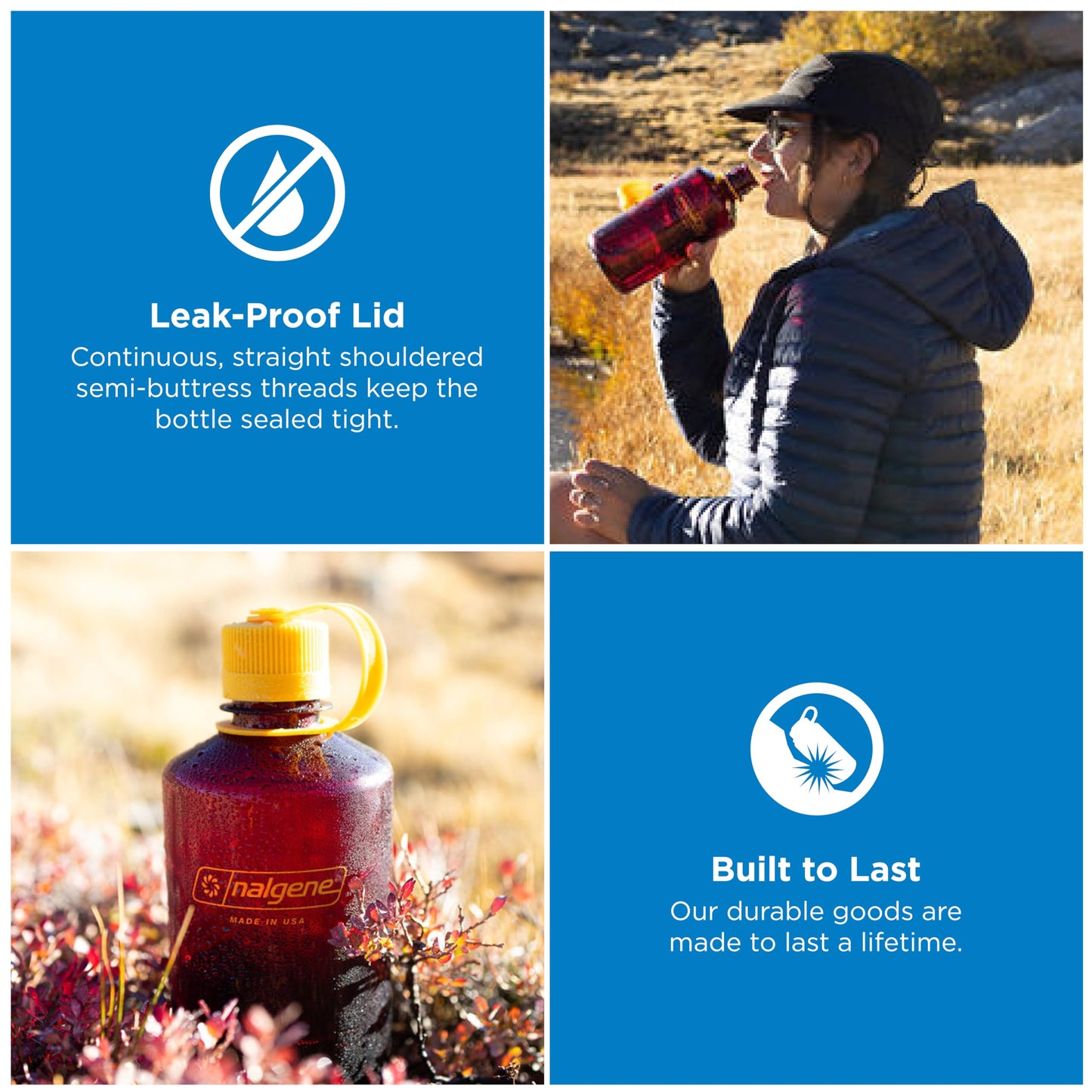 Nalgene 32 oz Narrow Mouth Water Bottle | BPA-Free, Durable & Leak Proof, Lghtweght Bottle for Hkng, Gym & Travel, Laker