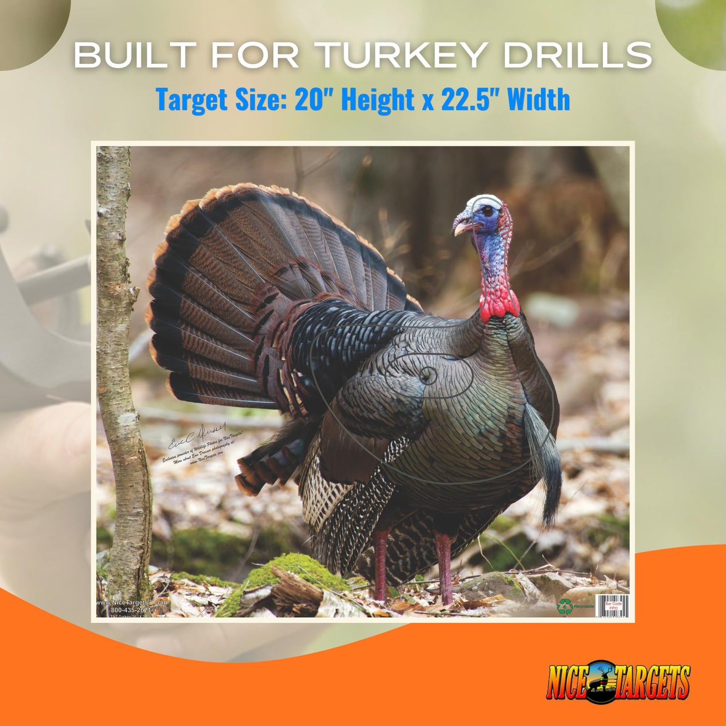 NiceTargets Turkey Archery Target, 20" x 22.5" Photorealistic Life Size Plastic Animal for Target Practice, Vanishing Vital Zones, Bow Targets for Archery Training and Hunting Practice, Made in USA
