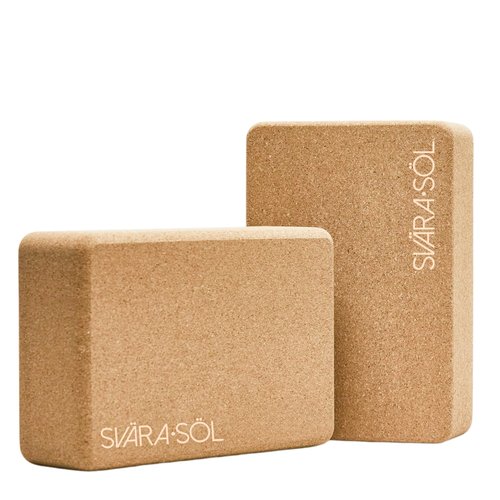 Svära Söl Cork Yoga Blocks 2 Pack | 9x6x3 Inch Natural Cork Block Set | High-Density Yoga Blocks for Stability & Support | Eco-Friendly Yoga Essentials