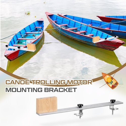 MorningRo Canoe Trolling Motor Mount, Trolling Mount with Ash Wood Crossbar and Motor Block for Quick and Easy Kayak(Aluminum,Novel)