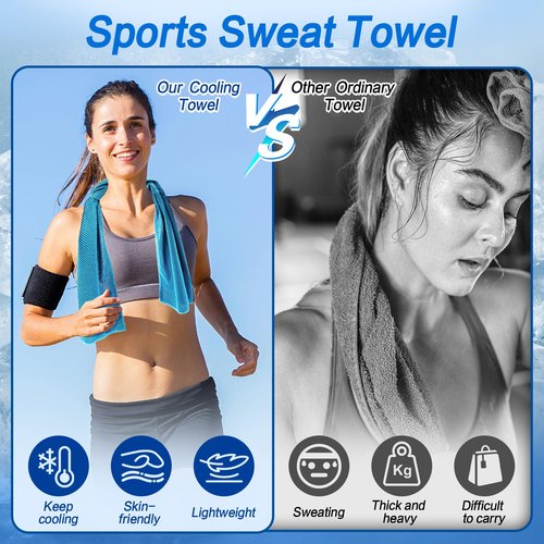 Jueerun Cooling Towel (36"x12") for Sweat 4pcs Sweat Towels Cooling Towels for Neck and Face Soft Breathable Chilly Sports Towel for Yoga,Gym,Golf,Camping,Running,Fitness,Workout…