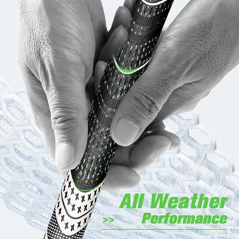 Geoleap Golf Grips Set of 13 - Hybrid Natural Rubber & Cotton, White, Midsize