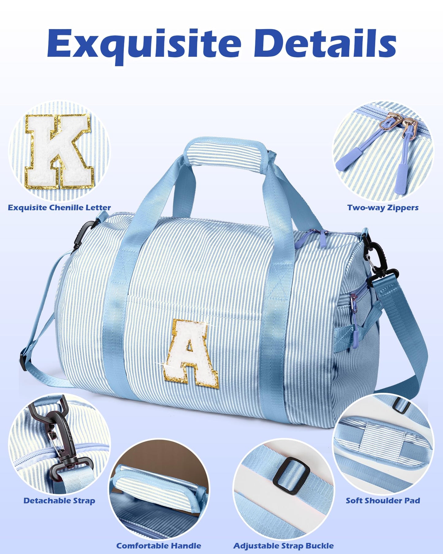 Vogewood Birthday Gift for Daughter, Girls Travel Duffle Bag, Kids Initial Overnight Bags with Shoe Compartment, Customized Weekender Bag with Makeup Pouch, Trip Essentials (Letter R)