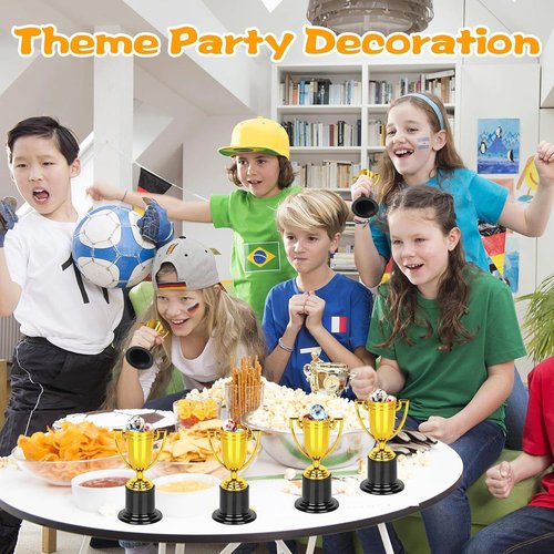 Mini Gold Trophy Awards (6-Pack) - 4" Plastic Trophies for Kids Party Favors, Sports Competitions, Preschool, Kindergarten Graduation, Elementary School Awards & Recognition Ceremonies Party Gifts