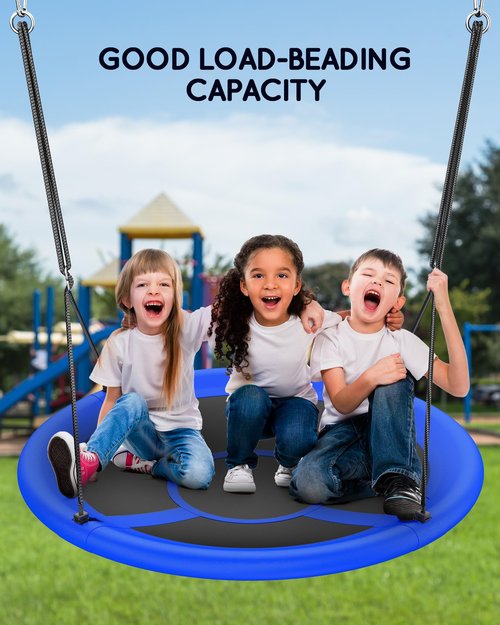 Everyfun 43" Saucer Tree Swing for Kids Adult, 700lbs Weight Capacity, Waterproof Flying Saucer Swing with Adjustable Hanging Straps, Swing Seats for Backyard Outdoor Indoor Playground, Blue