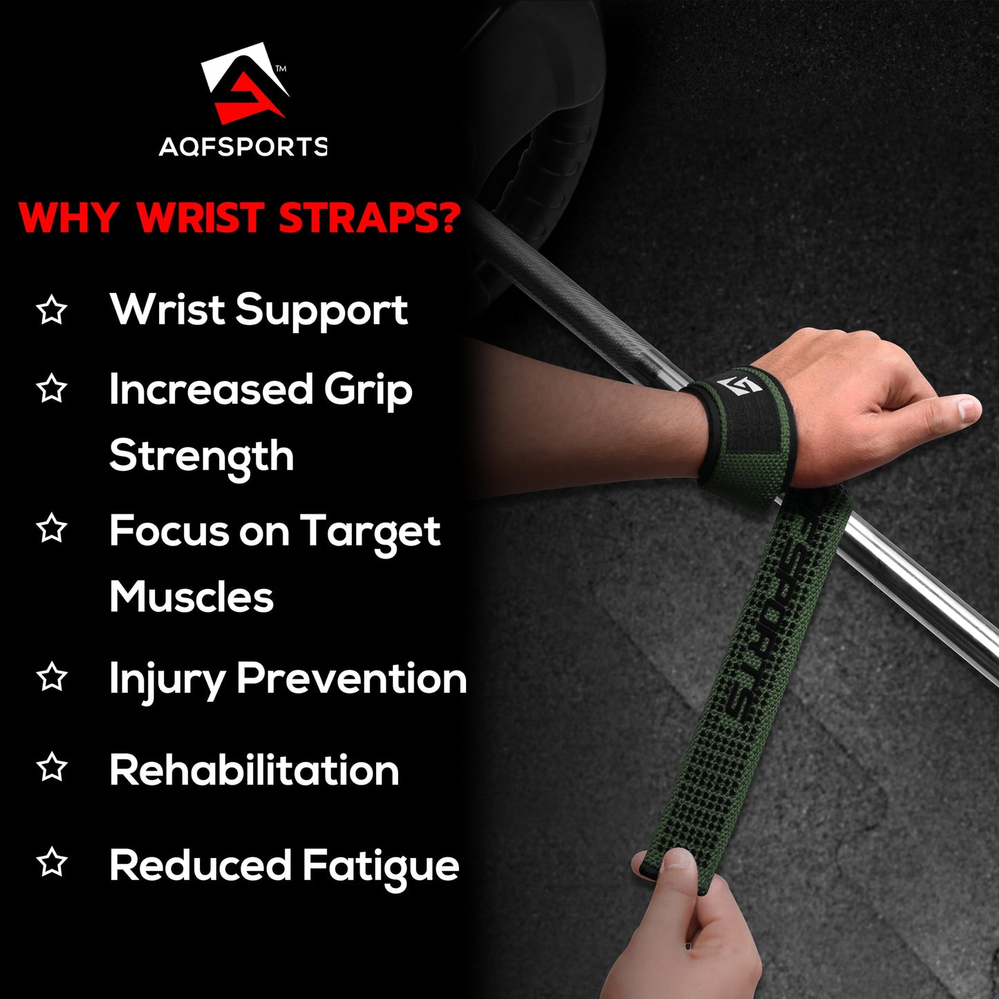 AQF Weight Lifting Straps, Padded Cotton Gym Wrist Straps for Deadlifts