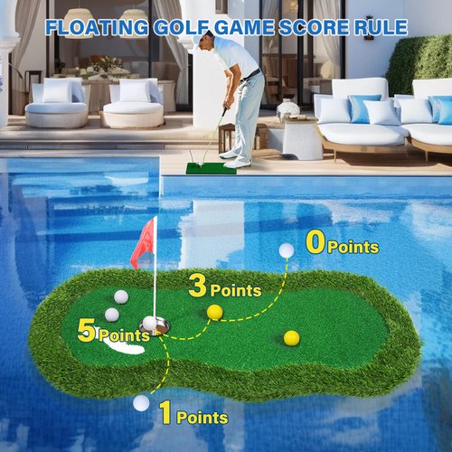 Mosoyolo Floating Golf Green for Pool Large Size 47" x 24" Floating Putting Green for Pool Designed for Golfers to Compete and Improve Their Skills in The Pool or Outdoors