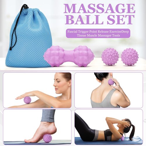THYWD Yoga Wheel Set, Wheel Foam Roller with Back Cracker Roller for Pain Relief & Deep Tissue Massage and Stretching 500lbs Capacity, Trigger Point Therapy Massage Ball, Yoga Blocks 2 Pack with Strap