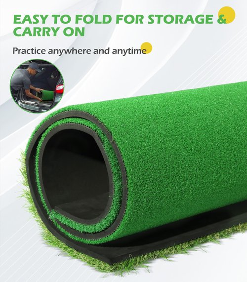 Golf Mat: 5x4ft Thickening Golf Hitting Mat for Indoor Outdoor,3-In-1 Pro Tri-Turf Practice Mat, Golf Training Aids Mat with Pro Rough Turf|Fairway Turf|Nylon Turf for More Professional Chipping Swing