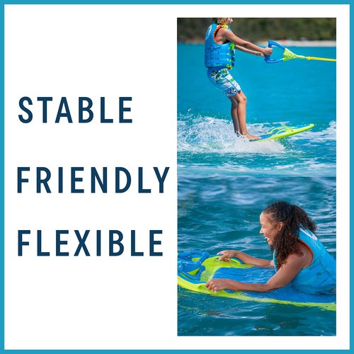 ZUP YouGo Board and Handle Combo with EVA Foam Padding, All-in-One Kneeboard, Wakeboard, Wakeskate, and Wakesurf Board for Kids, Teens, and Adults, 57" x 25" x 5", Yellow