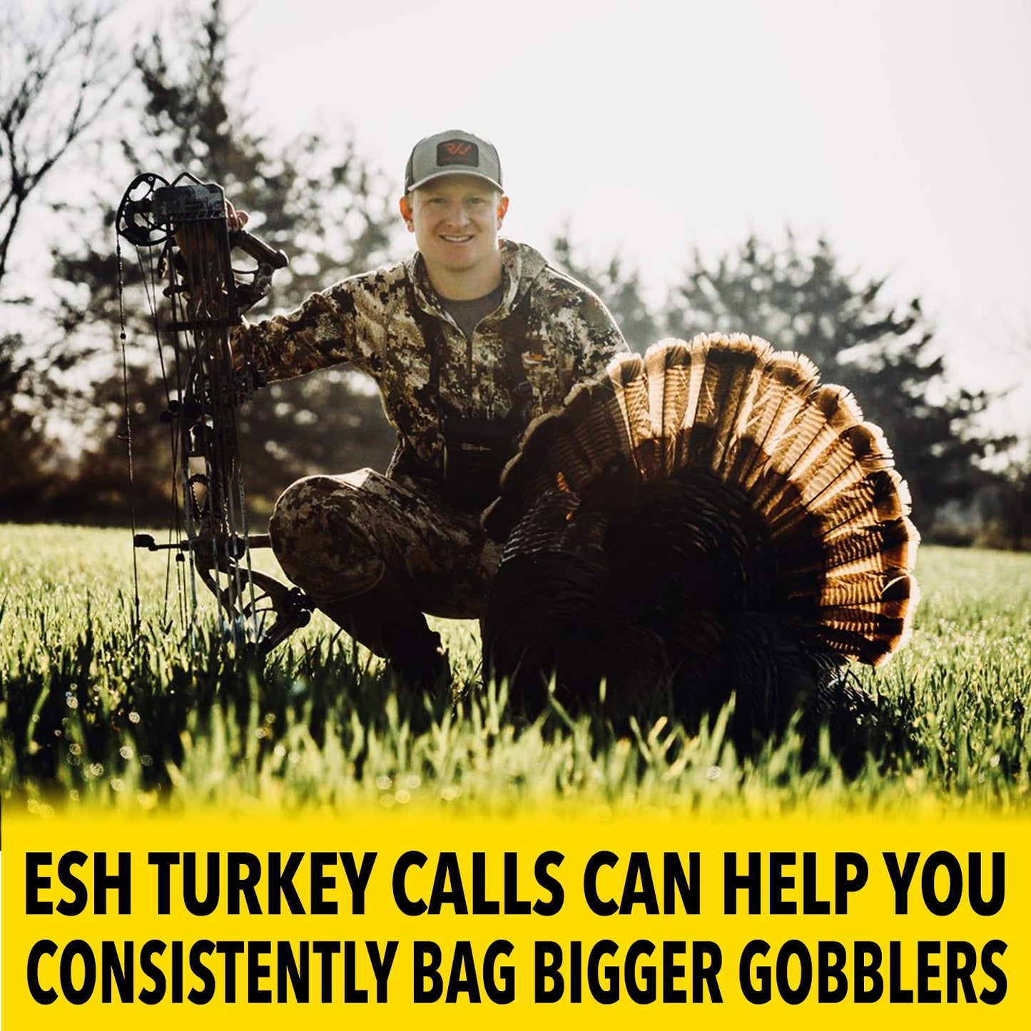 ESH Turkey Mouth Call with 3-Reed Inverted Ghost Cut – Diaphragm Turkey Calls for Hunting – Must-Have Turkey Hunting Accessories for Beginners and Pros