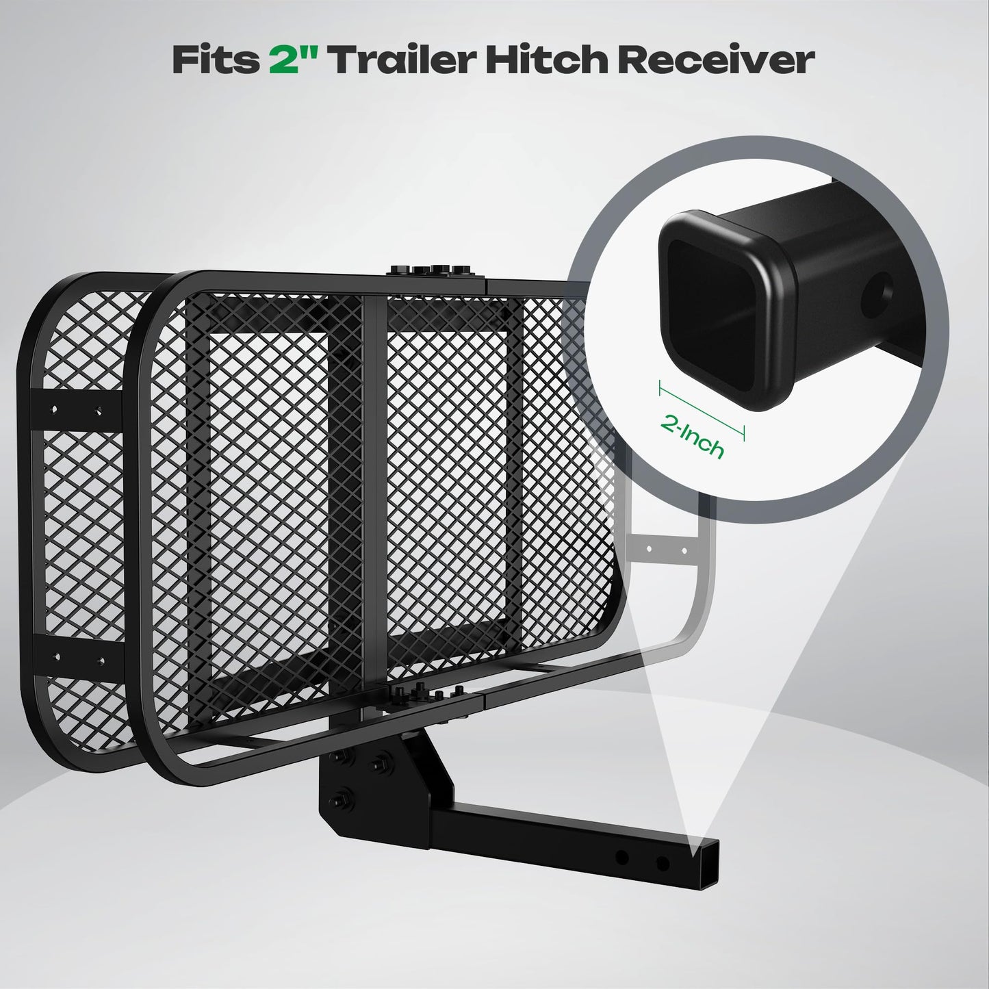 Folding Hitch Cargo Carrier, 500Lbs Capacity Tow Cargo Basket Luggage Rack for SUV 50x19x6 Inches AUSUM MOTOR Cargo Racks for Trailer fit 2 Inches Hitch Receiver with Stabilizer