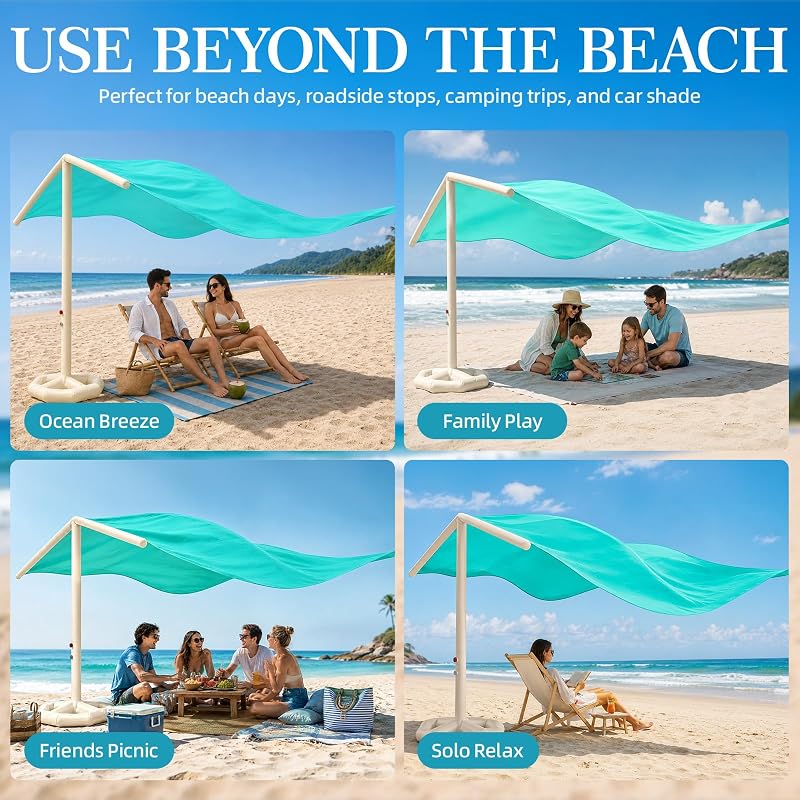 Inflatable Beach Shade Canopy with Auto Pump, UPF 50+ for 3–5 People