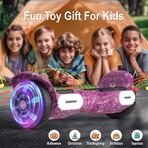 Commugo Balancing Board, 6.5 Inch LED Flashing Wheels, Black, Long Battery Life for All Ages Kids, Adults, Girls, Boys