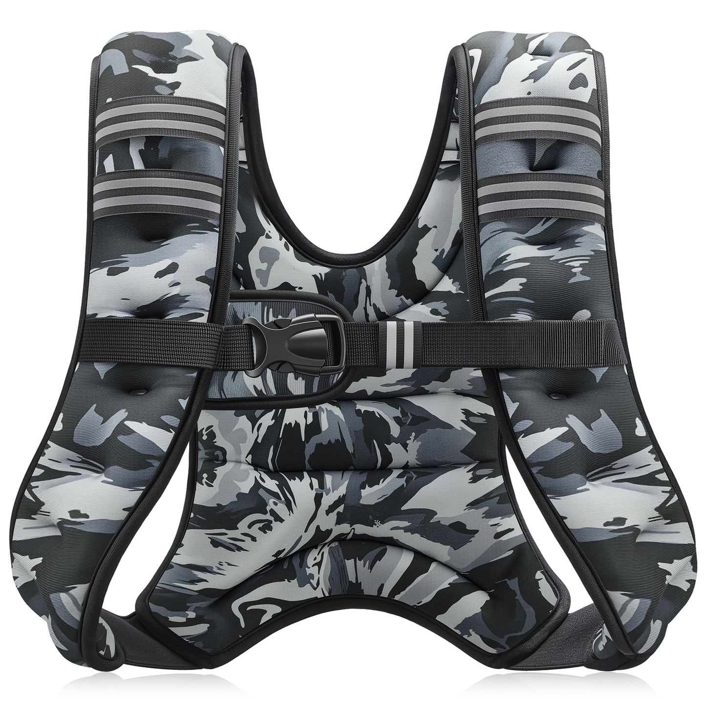 ZELUS Weighted Vest, 6lb/8lb/12lb/16lb/20lb/25lb/30lb Weight Vest for Men Women with Storage Pocket & Reflective Strips for Workout Strength Training Running Muscle Building, Gray Camo (8 lb)