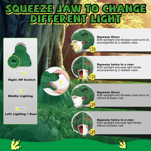 Nitigo Dinosaur Headlamp for Kids Flashlight Led Headlights Roar & Silent Mode, T-Rex Dinosaur Toys for Kids 3-5 4-6 5-7 6-8, Camping Gear, Easter Gifts for Boys Girls Adults