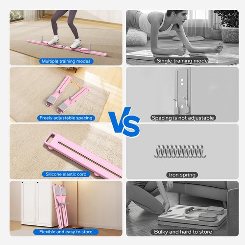 MERACH Pilates Board, Multifunctional Abdominal Plate, Detachable Ab Trainer Machine with Anti-Slip and Quiet Design, Portable Pilates Reformer for Core Workouts, Home Gym Equipment for Women (Pink)