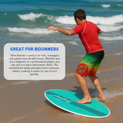 Skimboard Surface Brand - 40 Inch Skim Boards for Beach Adults ＆ Kids, High Gloss Coat Wooden Skim Board for Beginners, Durable Lightweight Wood Body Board