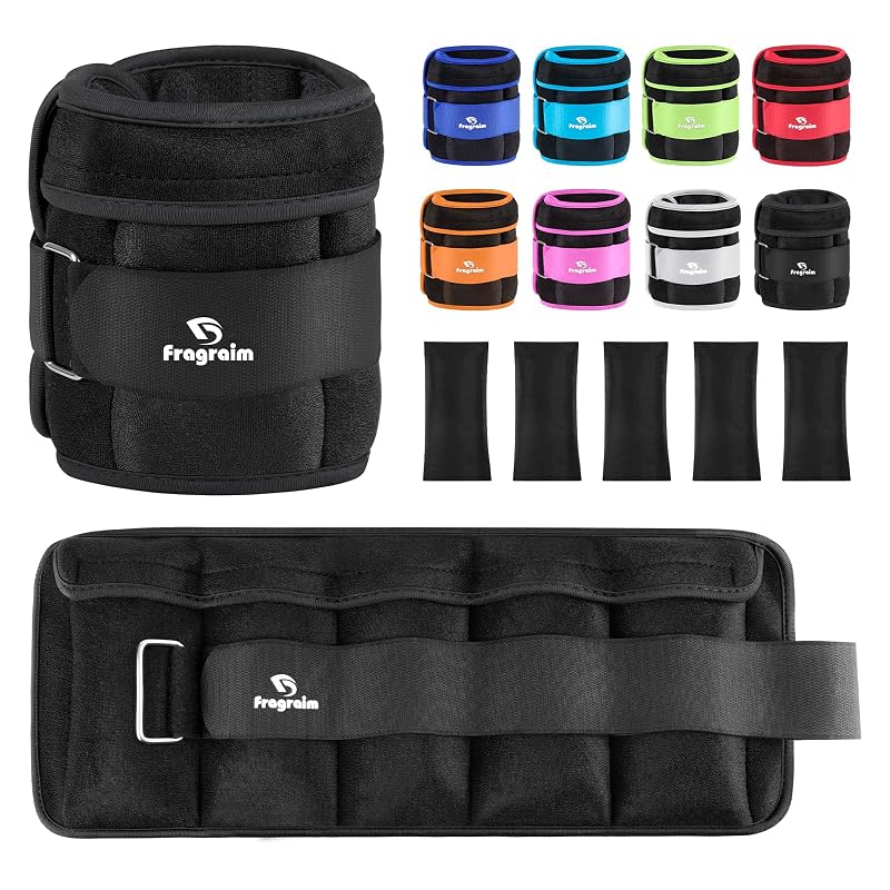 Adjustable Ankle Weights 1-6 lbs Pair with Removable Weights - Black (3 lb per side)