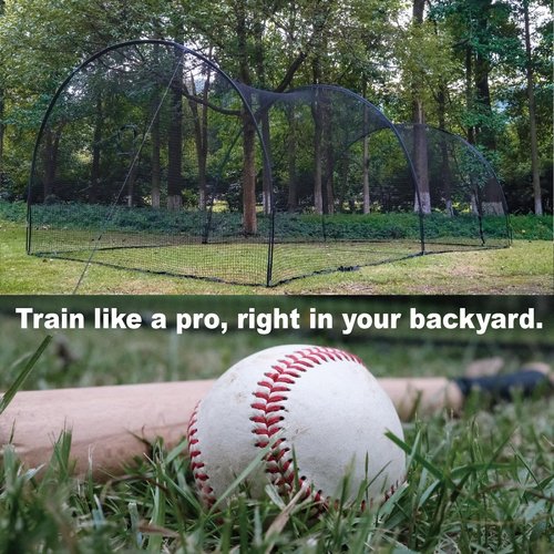 AIRHOP 22FT Portable Baseball & Softball Batting Cage for Backyard Batting Practice, Durable Large Enclosed Batting Cage with Pitching Machine Hole and Removable Door
