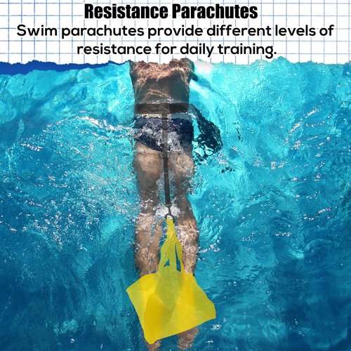 Swim Parachute Training Equipment, Swimming Parachute Pull Belt Set Pool Workout Exercise Trainer Equipment for Adults Women Beginner Backstroke Breaststroke Lessons