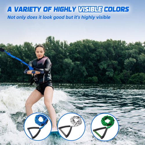 ASVAEVAS Wakesurf Rope 25ft Floating Wake Surf Ropes and Handle, 4 Sections Adjustable Surf Tow Rope for Wakesurfing and Watersports