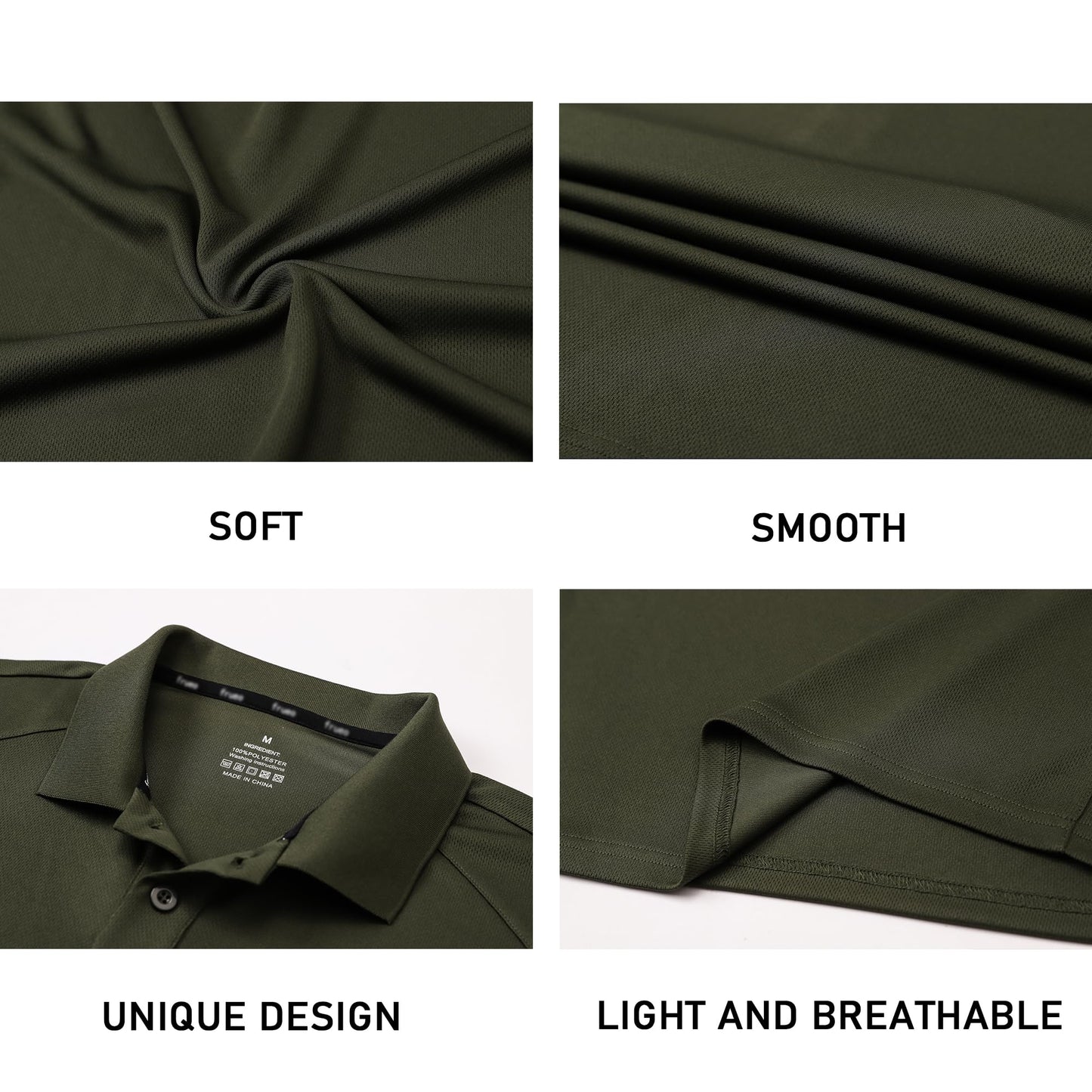 frueo Men’s 3 Pack Polo Shirt Moisture Wicking Dry Fit Performance Athletic Short Sleeve Golf Shirt,0427,Black Grey Green,L