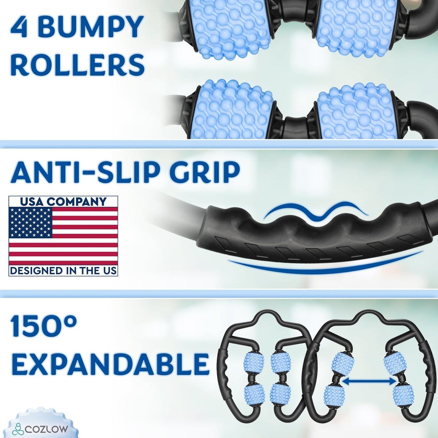 COZLOW Dual Sided Muscle Roller - Cellulite Massager for Arms and Legs - Flexible Massage Tool - Effective Sculpting Massage for Thighs, Butt