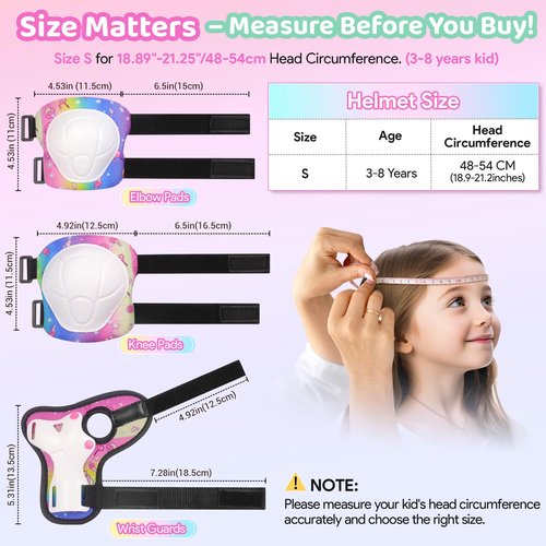 Vvinca Kids Toddlers Bike Helmet Adjustable for Ages 3-5-8 Years, Knee Pads and Elbow Pads Set Wrist Guard Sports Protective Gear Set for Roller Skate Bicycle Skateboard Scooter Girls Birthday Gift