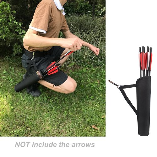 KRATARC Archery Crossbow Bolts Arrow Tube Hip Quiver Waist Hanged Bag for 18" 20" 22" Arrows (Black- 14.5"(Depth))