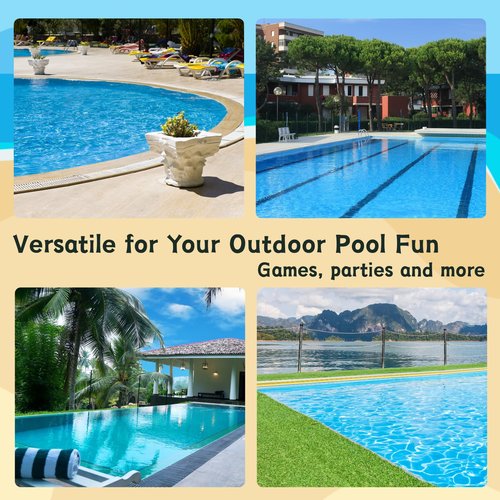 WUBOECE Pool Volleyball Net Replacement 15X3 Ft Extended Length 15Ft-26Ft Adjustable with Heavy Duty Steel Buckle Upgraded Waterproof & Durable Nylon Straps for Swimming (Net Only)