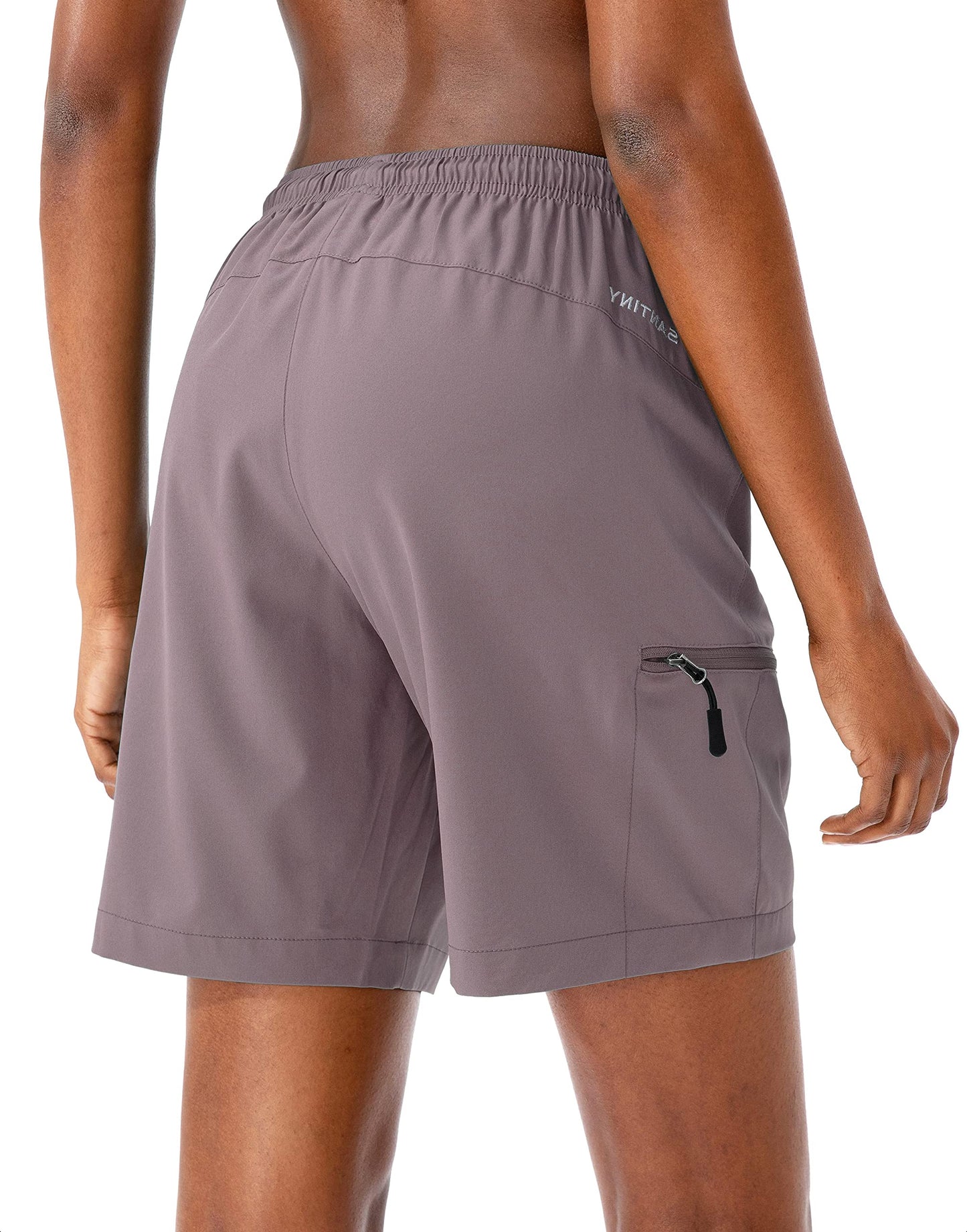 SANTINY Women's 5''/ 7''/9'' Hiking Cargo Shorts Quick Dry Lightweight Summer Shorts for Women Athletic Golf Zipper Pockets(Dusty Purple_L)