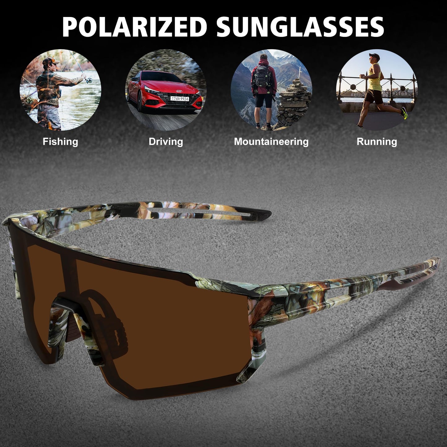 STORYCOAST Polarized Sports Sunglasses for Men Women,Bike Glasses Driving Fishing Cycling Mountain Bike Sunglasses UV400 Protection 1-(A) Brown Flower-Brown
