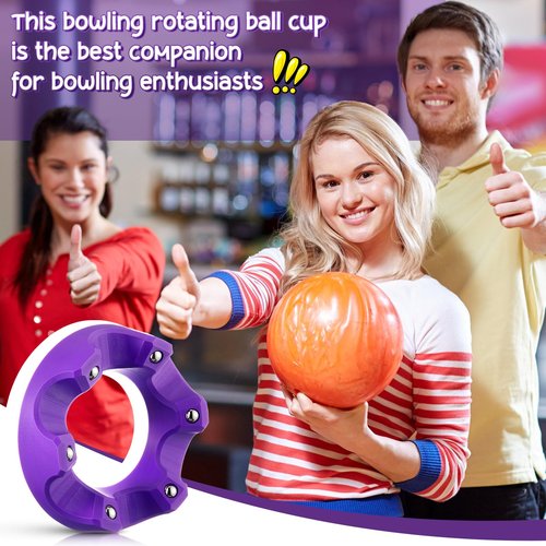 Enhon Bowling Rotating Ball Cup, Purple Bowling Cup Stand with Bearing Spinner Holder, Spare Ball Holder Spinner, Porous Ring Cleaning Display Rack