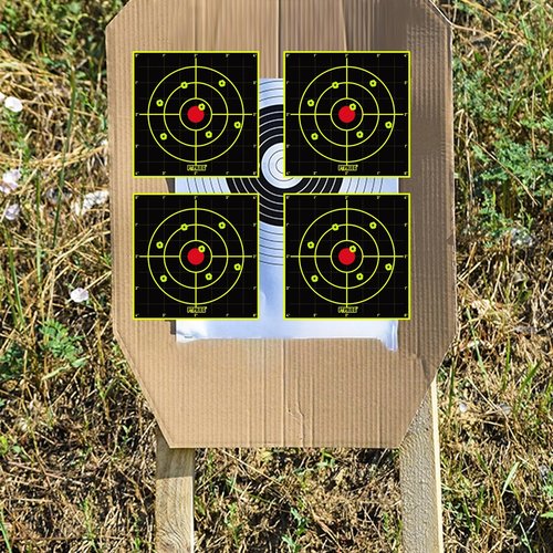 PTPHJEG 200 Pack Shooting Target 4 Inch Bulleye Super Splatter Paper Target and Adhesive Target.Shooting Outdoor and Indoor ranges.Rective for Rifle & Pistol & Airsoft & Air Rifle