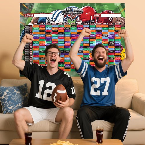 Fantasy Football Draft Board 2025-2026 Season - Extra Large 5.3 x 3.7 Feet Fantasy Football Draft Kit - 14 Teams 20 Rounds Include Top Rookies, Blank Lables, Schedule Grid
