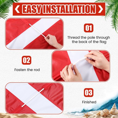 Hahafelt 6 Pcs Snorkel Gear Bag with 1 Pcs Diver Flag, 14x16 Inch Mesh Drawstring Bags Scalloping Bag, 20 x 24 Inch Diver Down Warning Flag Double Stitched Nylon for Scuba Spearfishing