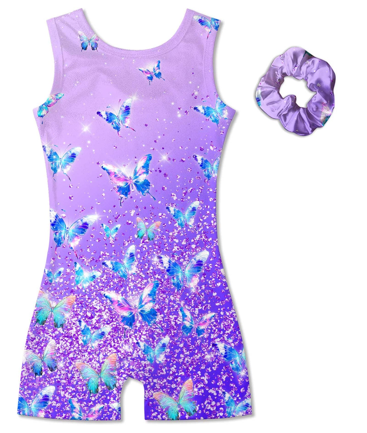 Vogseek Gymnastics Leotards for Girls with Hair Scrunchie Size 4 5, Purple
