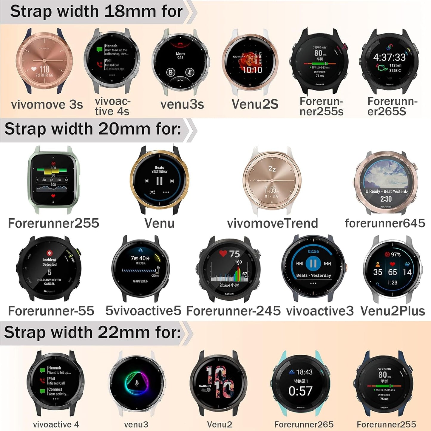 20mm Magnetic Braided Nylon Band Compatible With Garmin Vivoactive 6/Vivoactive 5/3/3 Music Watch Bands, Quick Release Stretchy Strap Replacement for Venu Sq 2/Forerunner 55/165/245/645