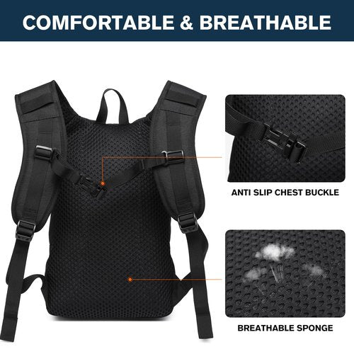 wotony Hydration Backpack with Water Bladder for Hiking Tactical Hydration Pack for Men Women Molle Water Backpack for Hiking (Black, 2L-Bladder)