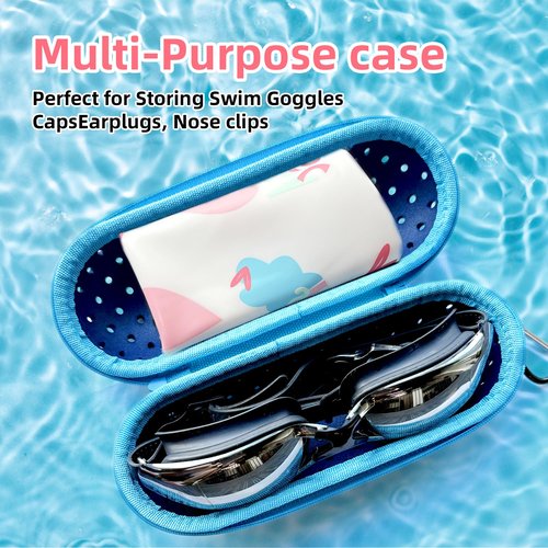 KLASHE Swim Goggle Case, Protective EVA Case with Drainage Holes, Shockproof & Compact Storage Case for Swimming Goggles（Orange）